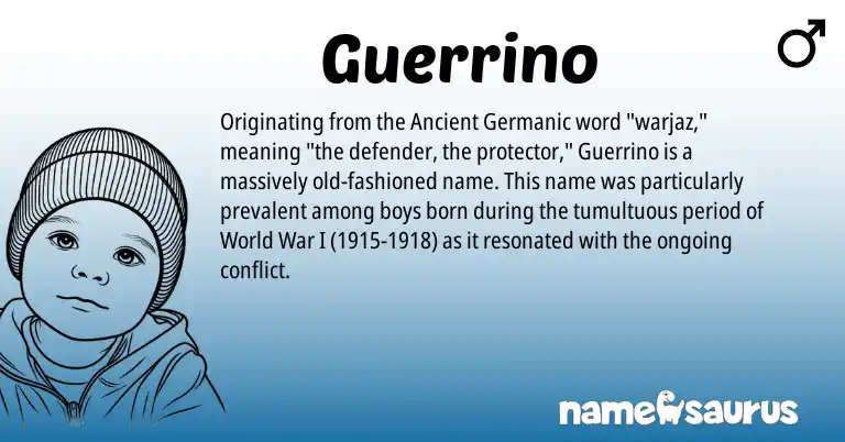 Infographic about Guerrino name meaning, Guerrino is a name from Ancient Germanic origin(s).
