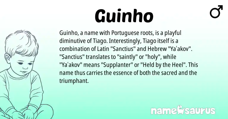Infographic about Guinho name meaning, Guinho is a name from Latin, Hebrew, Portuguese origin(s).
