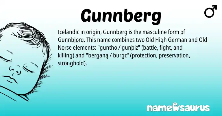Infographic about Gunnberg name meaning, Gunnberg is a name from Old High German, Old Norse, Icelandic origin(s).