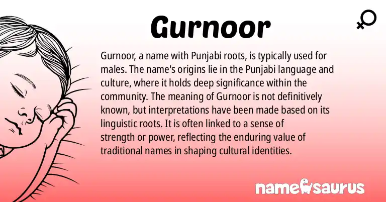 Infographic about Gurnoor name meaning, Gurnoor is a name from Punjabi origin(s).
