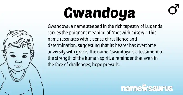 Infographic about Gwandoya name meaning, Gwandoya is a name from N/A origin(s).