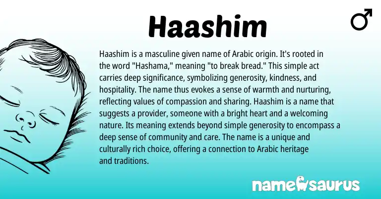 Infographic about Haashim name meaning, Haashim is a name from Arabic origin(s).