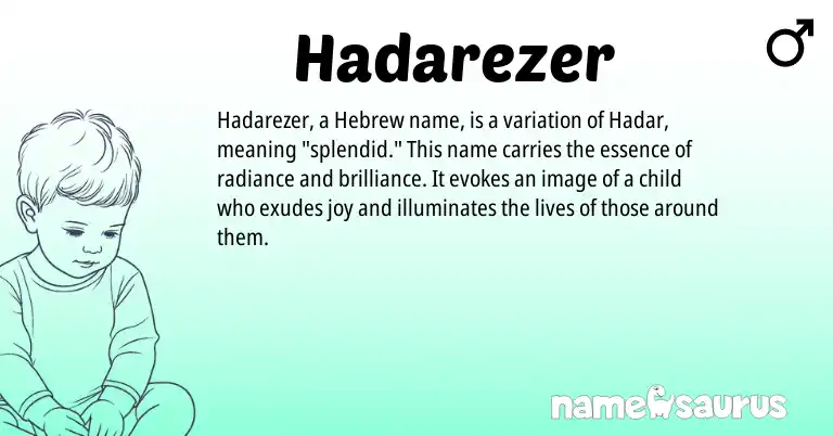 Infographic about Hadarezer name meaning, Hadarezer is a name from Hebrew origin(s).