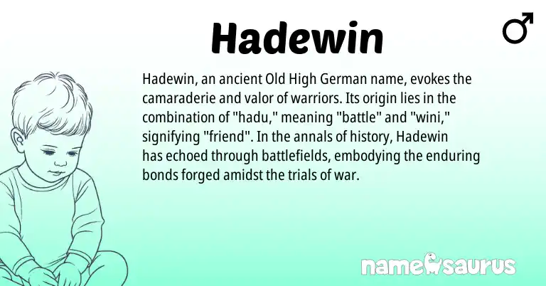 Infographic about Hadewin name meaning, Hadewin is a name from Old High German origin(s).