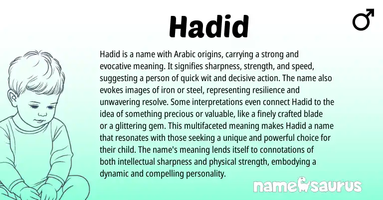 Infographic about Hadid name meaning, Hadid is a name from Arabic origin(s).