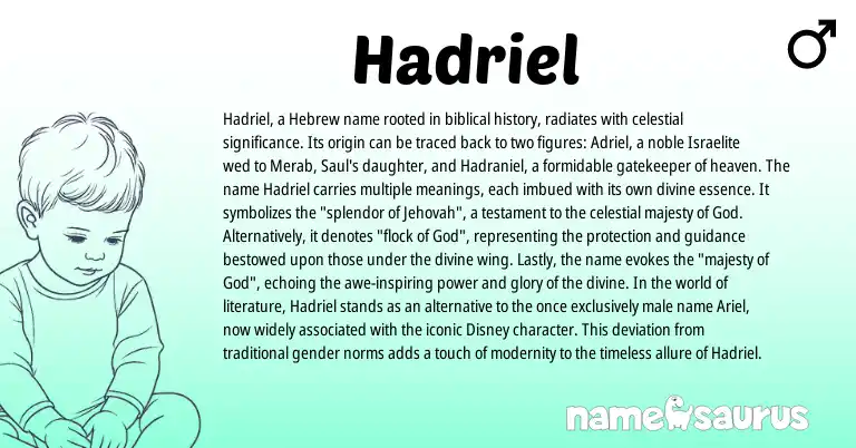 Infographic about Hadriel name meaning, Hadriel is a name from Hebrew origin(s).