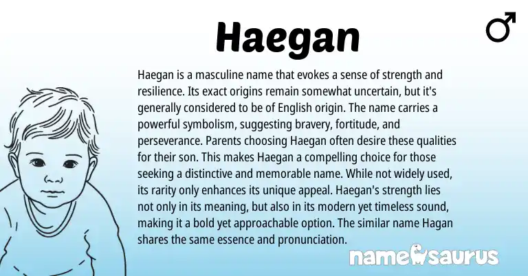 Infographic about Haegan name meaning, Haegan is a name from Other origin(s).