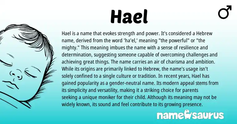 Infographic about Hael name meaning, Hael is a name from Hebrew origin(s).