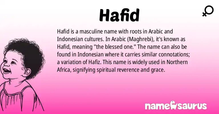 Infographic about Hafid name meaning, Hafid is a name from Arabic (Maghrebi), Indonesian origin(s).