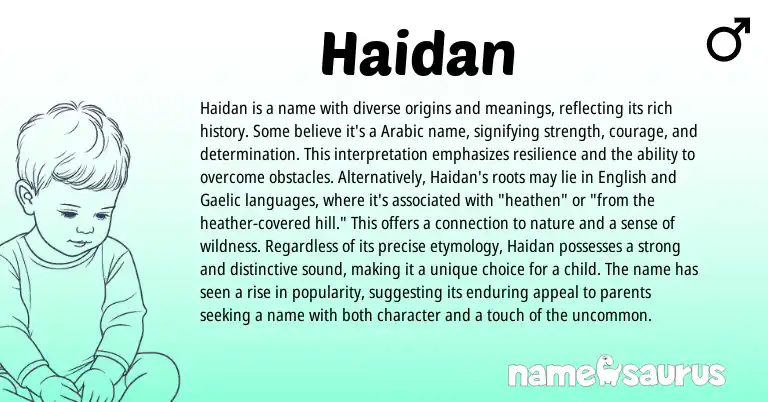 Infographic about Haidan name meaning, Haidan is a name from Arabic origin(s).