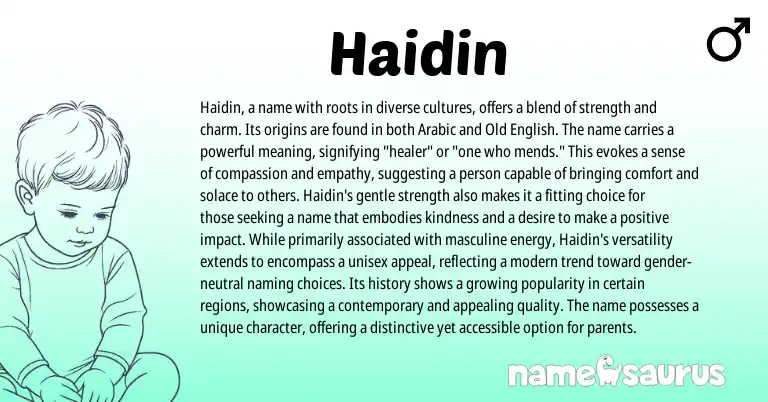 Infographic about Haidin name meaning, Haidin is a name from English, Arabic origin(s).