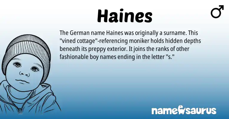Infographic about Haines name meaning, Haines is a name from German origin(s).