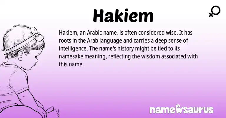 Infographic about Hakiem name meaning, Hakiem is a name from Arabic origin(s).