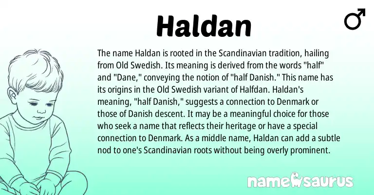 Infographic about Haldan name meaning, Haldan is a name from Scandinavian, Old Swedish, Danish origin(s).