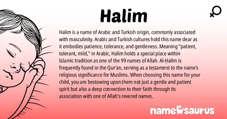 Infographic about Halim name meaning, Halim is a name from Arabic, Turkish origin(s).
