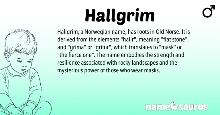 Infographic about Hallgrim name meaning, Hallgrim is a name from Norwegian, Old Norse origin(s).
