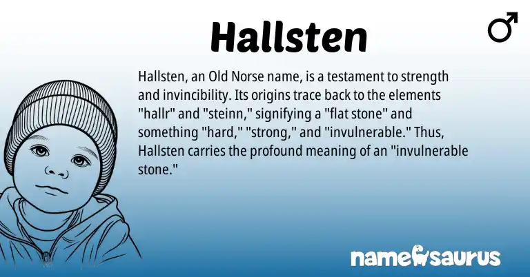 Infographic about Hallsten name meaning, Hallsten is a name from Old Norse origin(s).