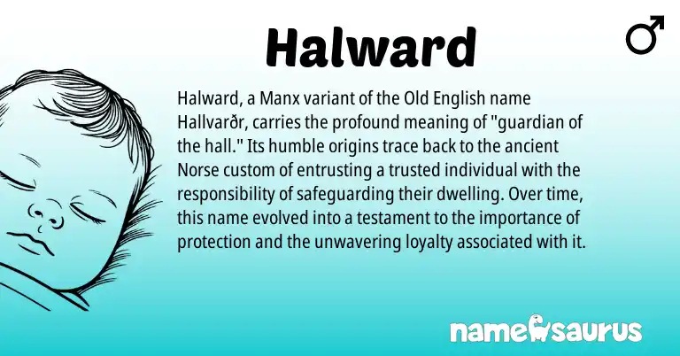 Infographic about Halward name meaning, Halward is a name from Old English, Manx, Norse origin(s).