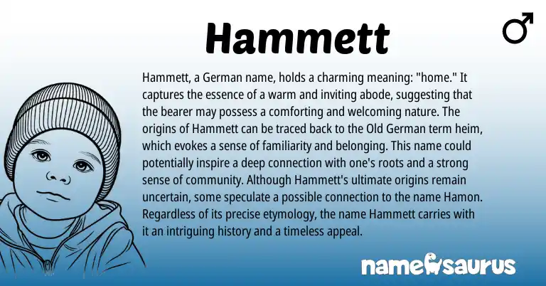Infographic about Hammett name meaning, Hammett is a name from Old German, German origin(s).