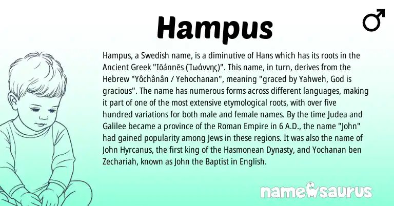 Infographic about Hampus name meaning, Hampus is a name from Ancient Greek, English, Swedish, Roman, Hebrew origin(s).