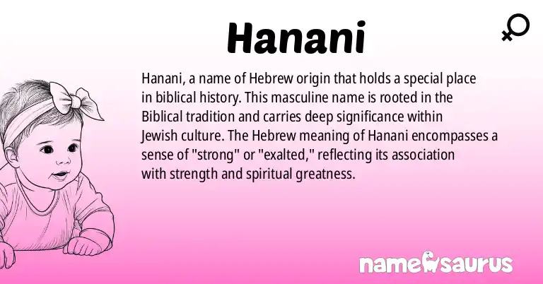 Infographic about Hanani name meaning, Hanani is a name from Hebrew, Biblical origin(s).