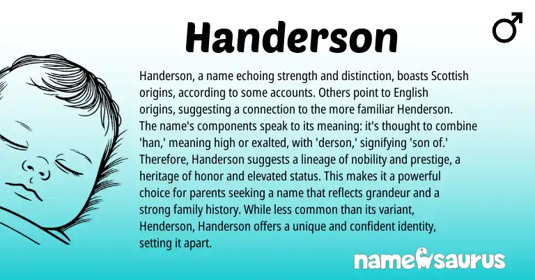 Infographic about Handerson name meaning, Handerson is a name from Scottish, English origin(s).