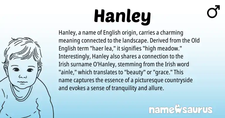 Infographic about Hanley name meaning, Hanley is a name from Irish, Old English, English origin(s).