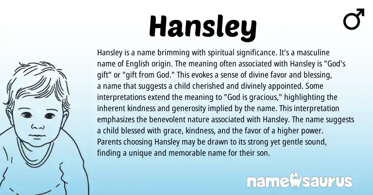 Infographic about Hansley name meaning, Hansley is a name from German, English origin(s).