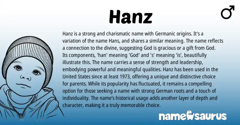 Infographic about Hanz name meaning, Hanz is a name from German, Germanic origin(s).