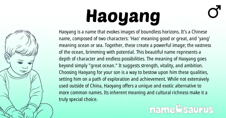 Infographic about Haoyang name meaning, Haoyang is a name from Chinese origin(s).