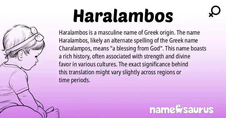 Infographic about Haralambos name meaning, Haralambos is a name from Greek origin(s).