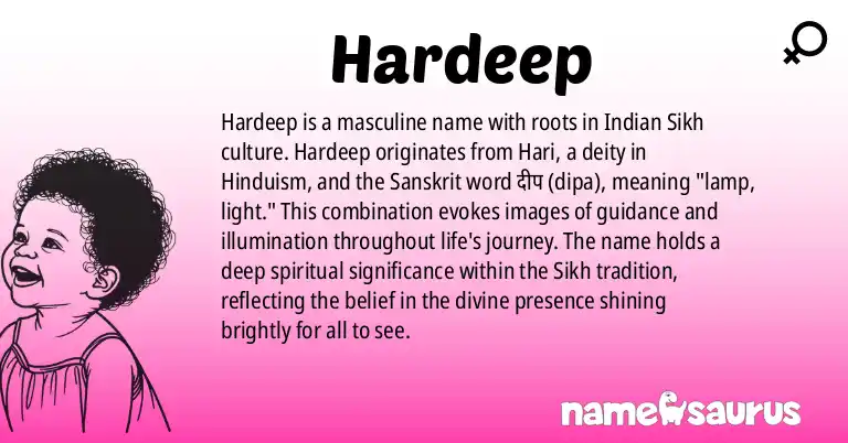 Infographic about Hardeep name meaning, Hardeep is a name from Indian (Sikh) origin(s).