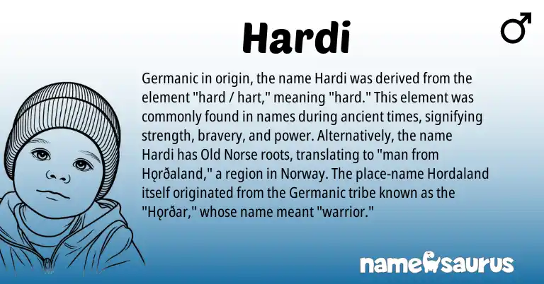 Infographic about Hardi name meaning, Hardi is a name from Norway, Old Norse, Germanic origin(s).