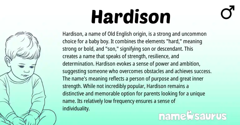 Infographic about Hardison name meaning, Hardison is a name from English origin(s).