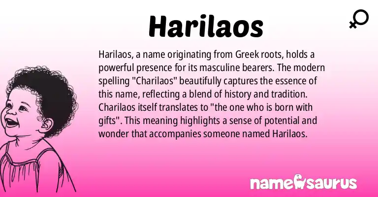 Infographic about Harilaos name meaning, Harilaos is a name from Greek origin(s).