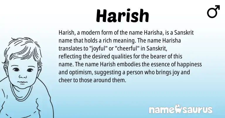 Infographic about Harish name meaning, Harish is a name from Sanskrit origin(s).