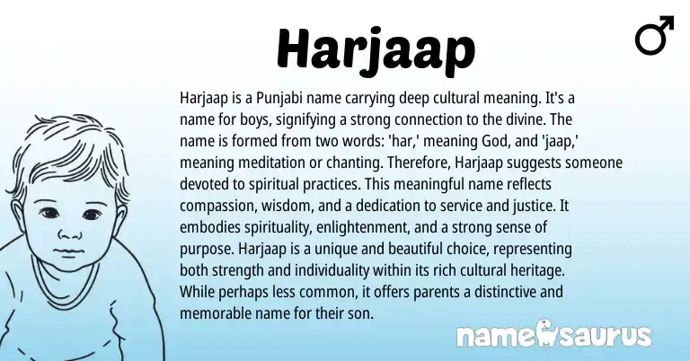 Infographic about Harjaap name meaning, Harjaap is a name from Punjabi origin(s).