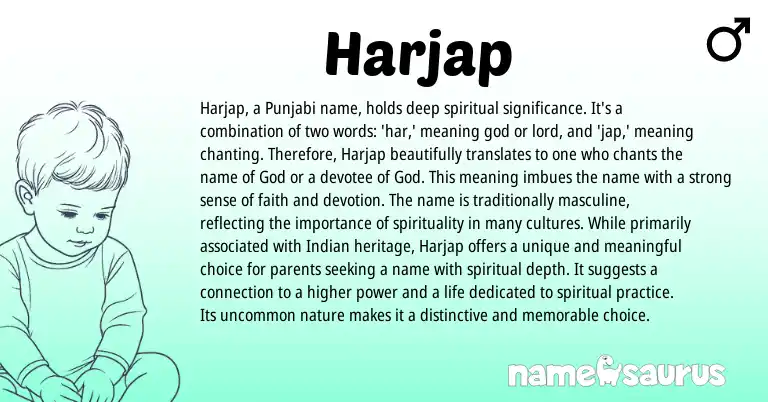 Infographic about Harjap name meaning, Harjap is a name from Indian, Punjabi origin(s).