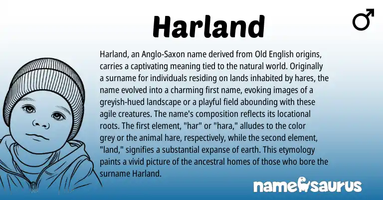 Infographic about Harland name meaning, Harland is a name from Old English, Anglo-Saxon origin(s).