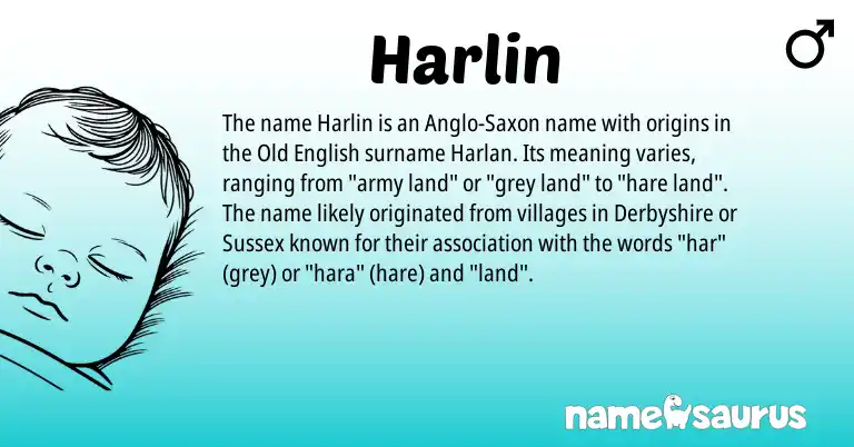 Infographic about Harlin name meaning, Harlin is a name from Old English, Anglo-Saxon origin(s).