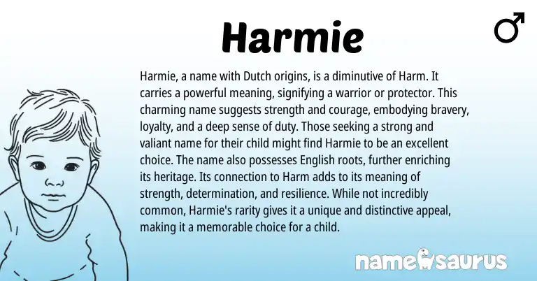 Infographic about Harmie name meaning, Harmie is a name from Dutch origin(s).