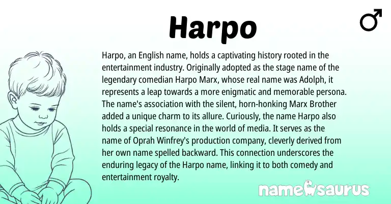 Infographic about Harpo name meaning, Harpo is a name from English origin(s).