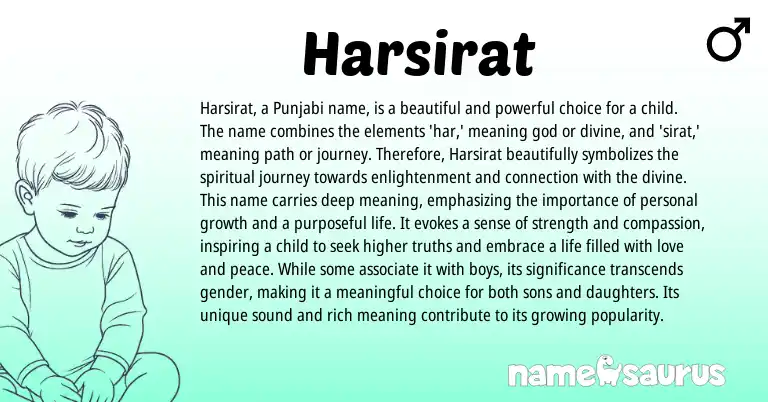 Infographic about Harsirat name meaning, Harsirat is a name from Punjabi origin(s).