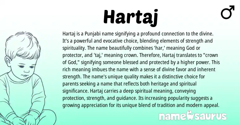 Infographic about Hartaj name meaning, Hartaj is a name from Nepali, Persian, Punjabi origin(s).