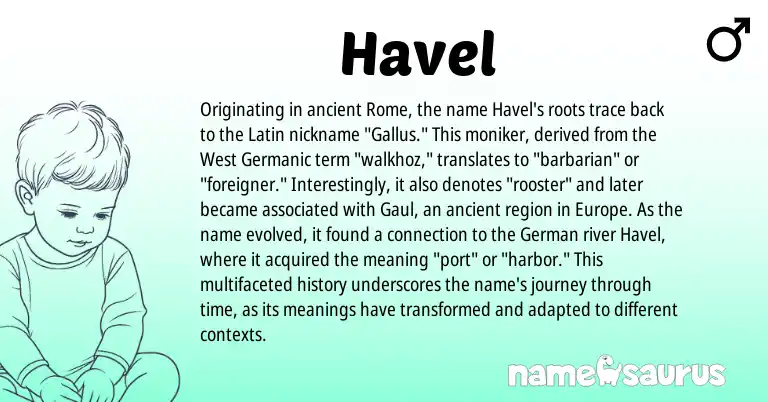 Infographic about Havel name meaning, Havel is a name from German, Latin, West Germanic origin(s).