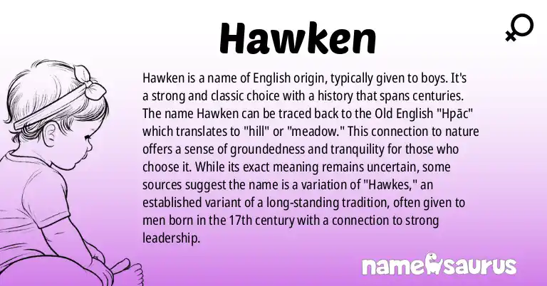 Infographic about Hawken name meaning, Hawken is a name from English origin(s).