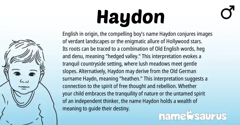 Infographic about Haydon name meaning, Haydon is a name from Old German, Old English, English origin(s).