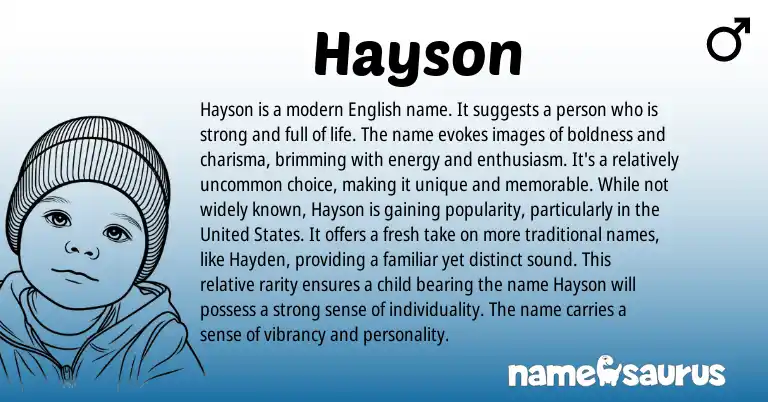 Infographic about Hayson name meaning, Hayson is a name from English origin(s).