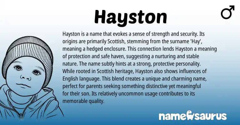 Infographic about Hayston name meaning, Hayston is a name from Scottish origin(s).