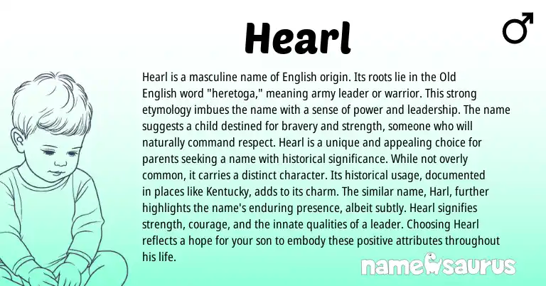 Infographic about Hearl name meaning, Hearl is a name from English origin(s).